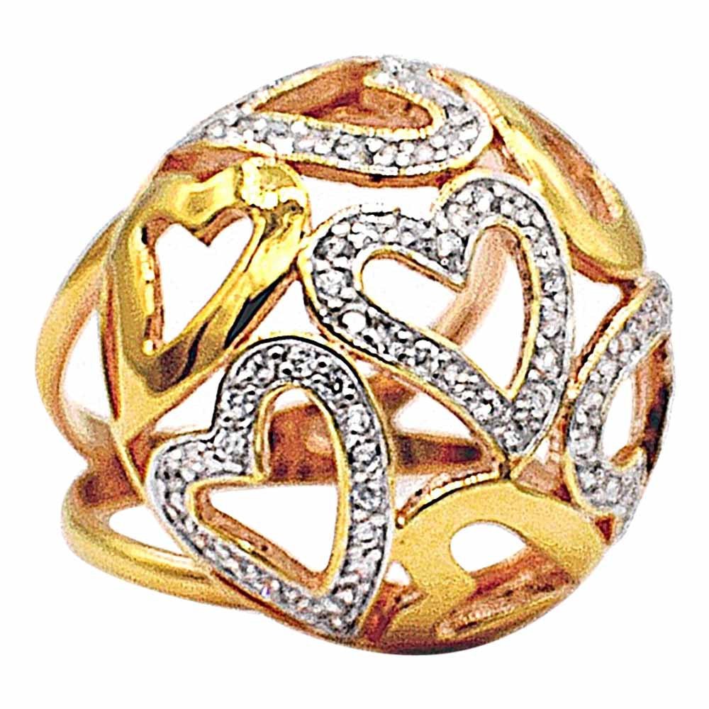 BAGUE AJOURÉE SEPT CŒURS VERMEIL ET CRISTAUX NATURELS - MY LITTLE VENDOME