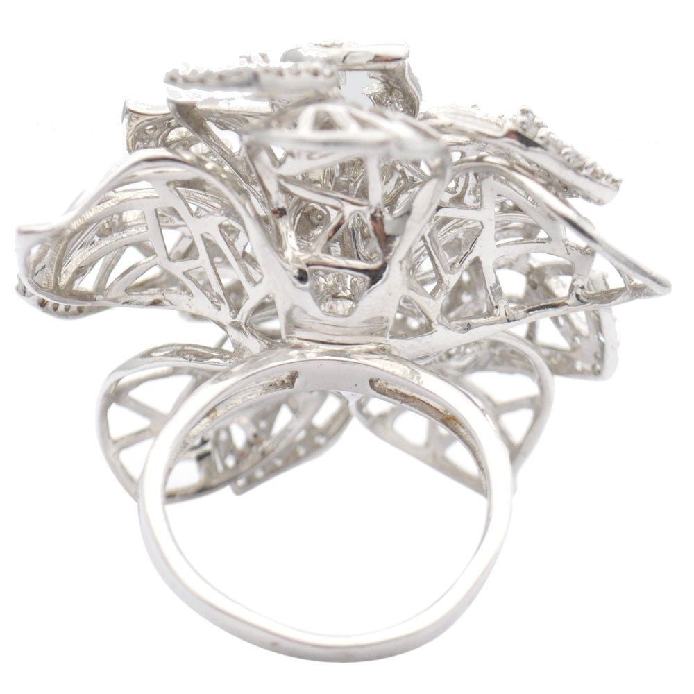 BAGUE COCKTAIL FLEUR - VINTAGE CRISTAL DE ROCHE & ARGENT 925 - MY LITTLE VENDOME