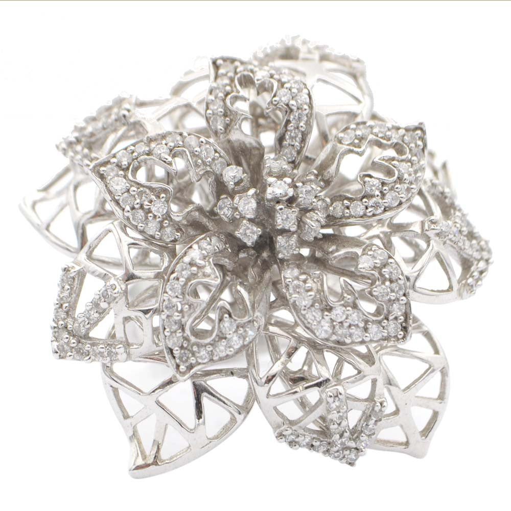 BAGUE COCKTAIL FLEUR - VINTAGE CRISTAL DE ROCHE & ARGENT 925 - MY LITTLE VENDOME