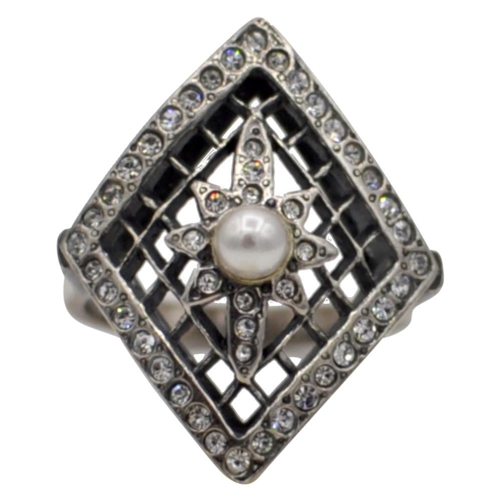 BAGUE ETOILE ART DECO EN ARGENT 925 & PERLES NATURELLE - MY LITTLE VENDOME