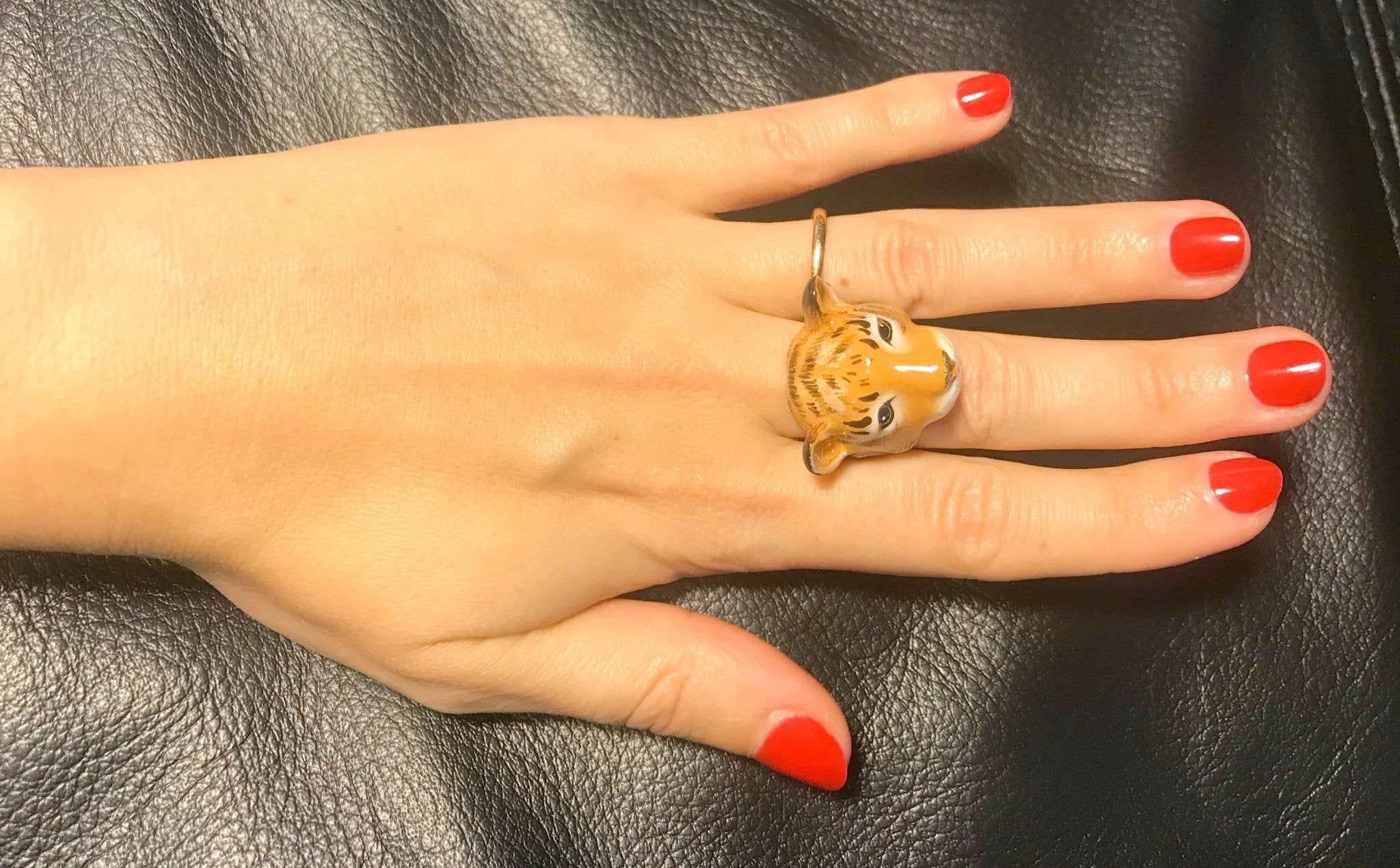 BAGUE TIGRE BAGUE ANIMAL ÉMAILLÉE A LA MAIN BAGUE ANIMAL - MY LITTLE VENDOME