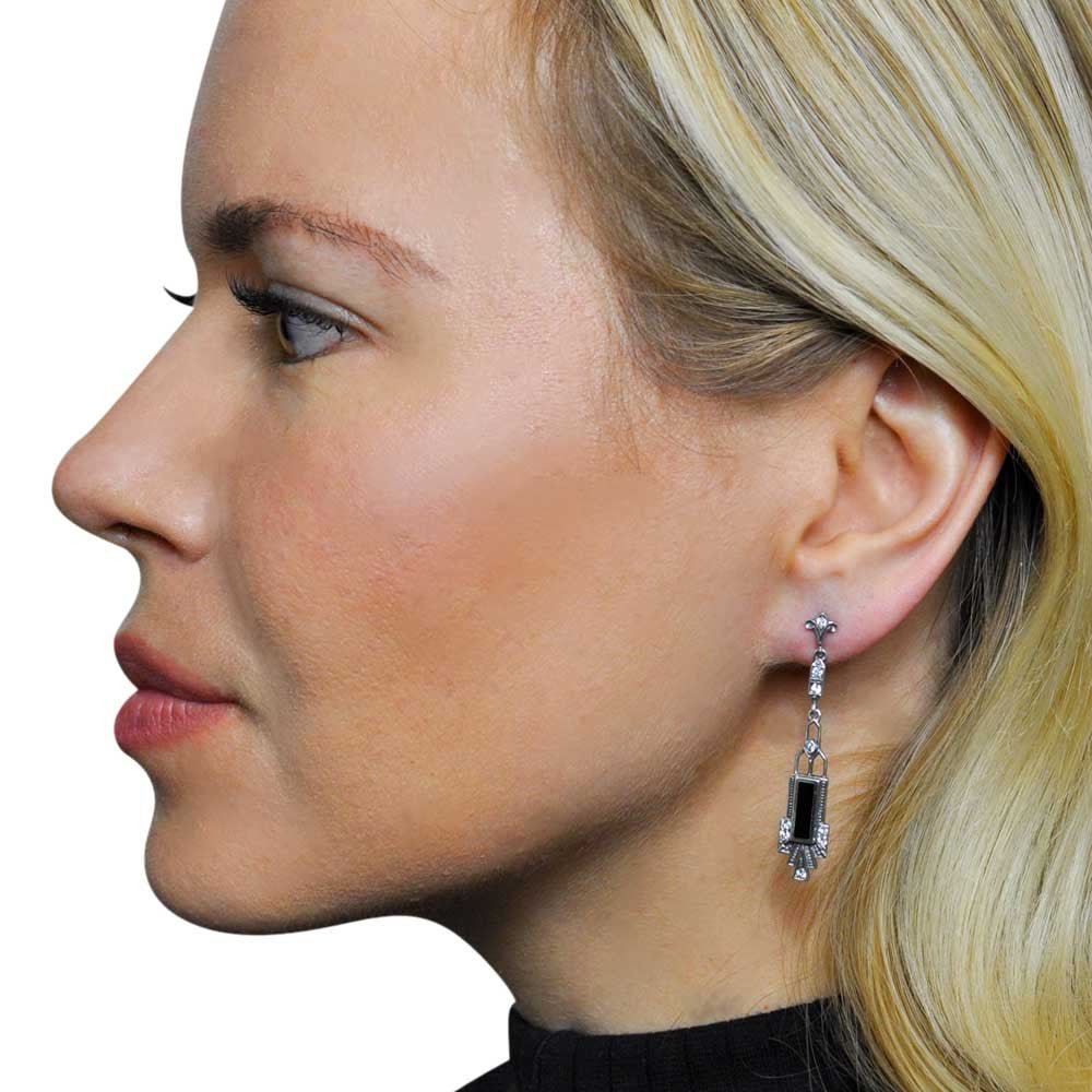 BOUCLE D'OREILLE ART DÉCO EN ARGENT 925 ET PIERRES SEMI PRÉCIEUSES - MY LITTLE VENDOME