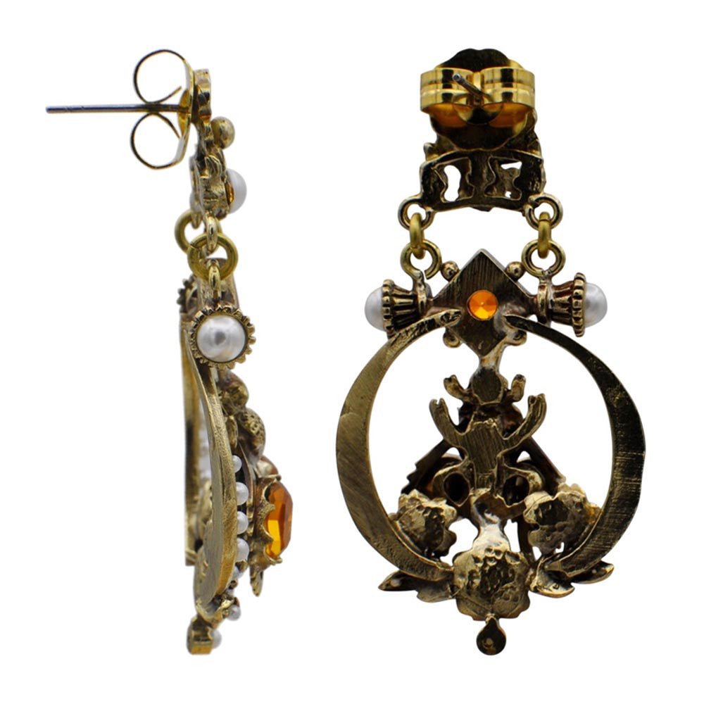 BOUCLE D'OREILLE BAROQUE - ABEILLES - CITRINE & PERLE - MY LITTLE VENDOME