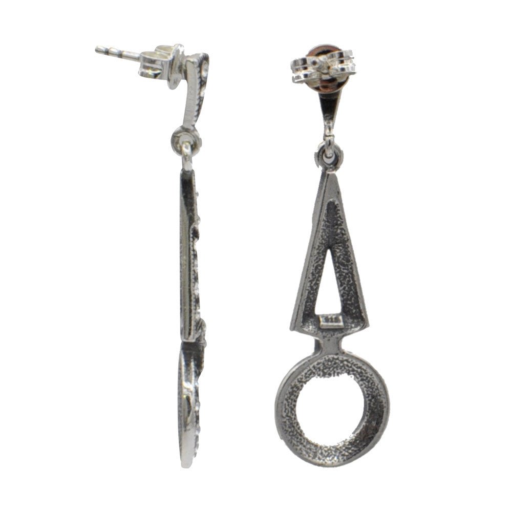 BOUCLE D'OREILLE GÉOMÉTRIQUE ART DÉCO EN ARGENT 925 ET PIERRES SEMI PRÉCIEUSES - MY LITTLE VENDOME