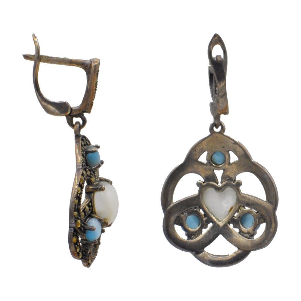 BOUCLES D'OREILLES NACRE VINTAGE EN ARGENT 925 - MY LITTLE VENDOME