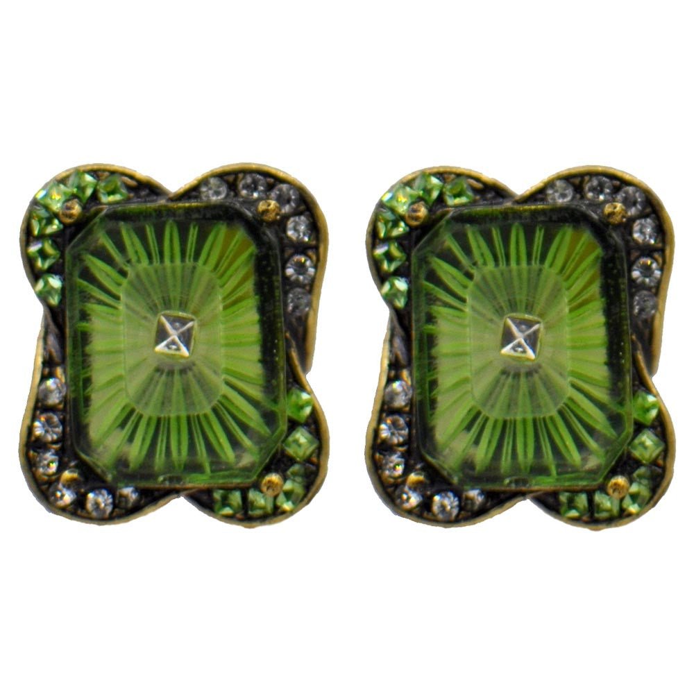 BOUCLES D'OREILLES VINTAGE DE STYLE VICTORIEN, VERRE DE MURANO VERT ET PIERRES NATURELLES SEMI - PRÉCIEUSES - MY LITTLE VENDOME
