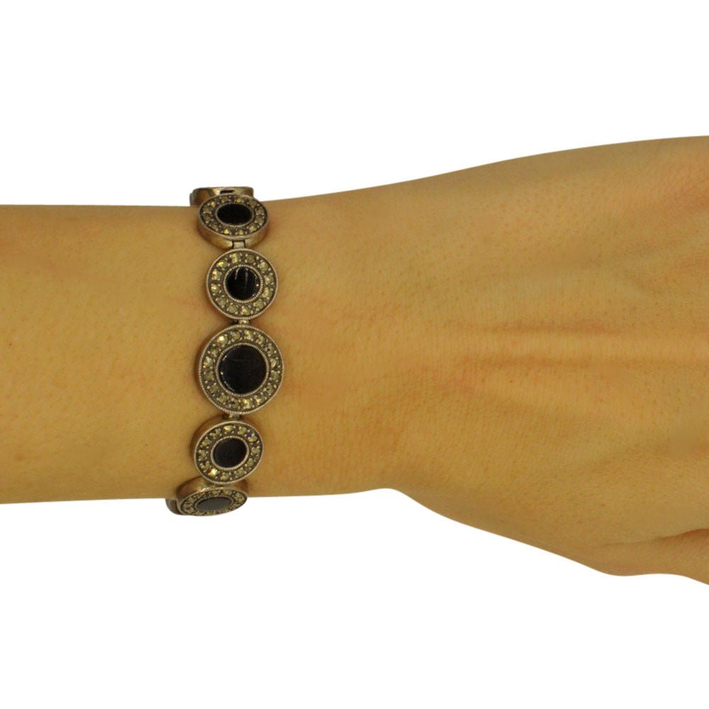 BRACELET CHAINE ONYX ART DÉCO EN ARGENT 925 - MY LITTLE VENDOME