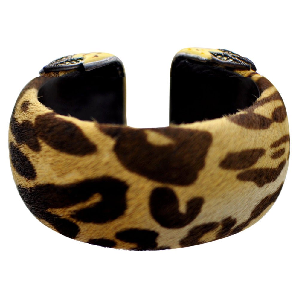 BRACELET MANCHETTE LEOPARD EMAILLE JAUNE & MARCASSITE - MY LITTLE VENDOME