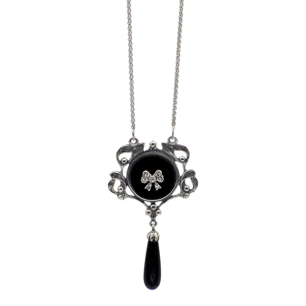 COLLIER ART DÉCO EN ARGENT 925, ONYX ET PIERRE SEMI PRÉCIEUSE - MY LITTLE VENDOME