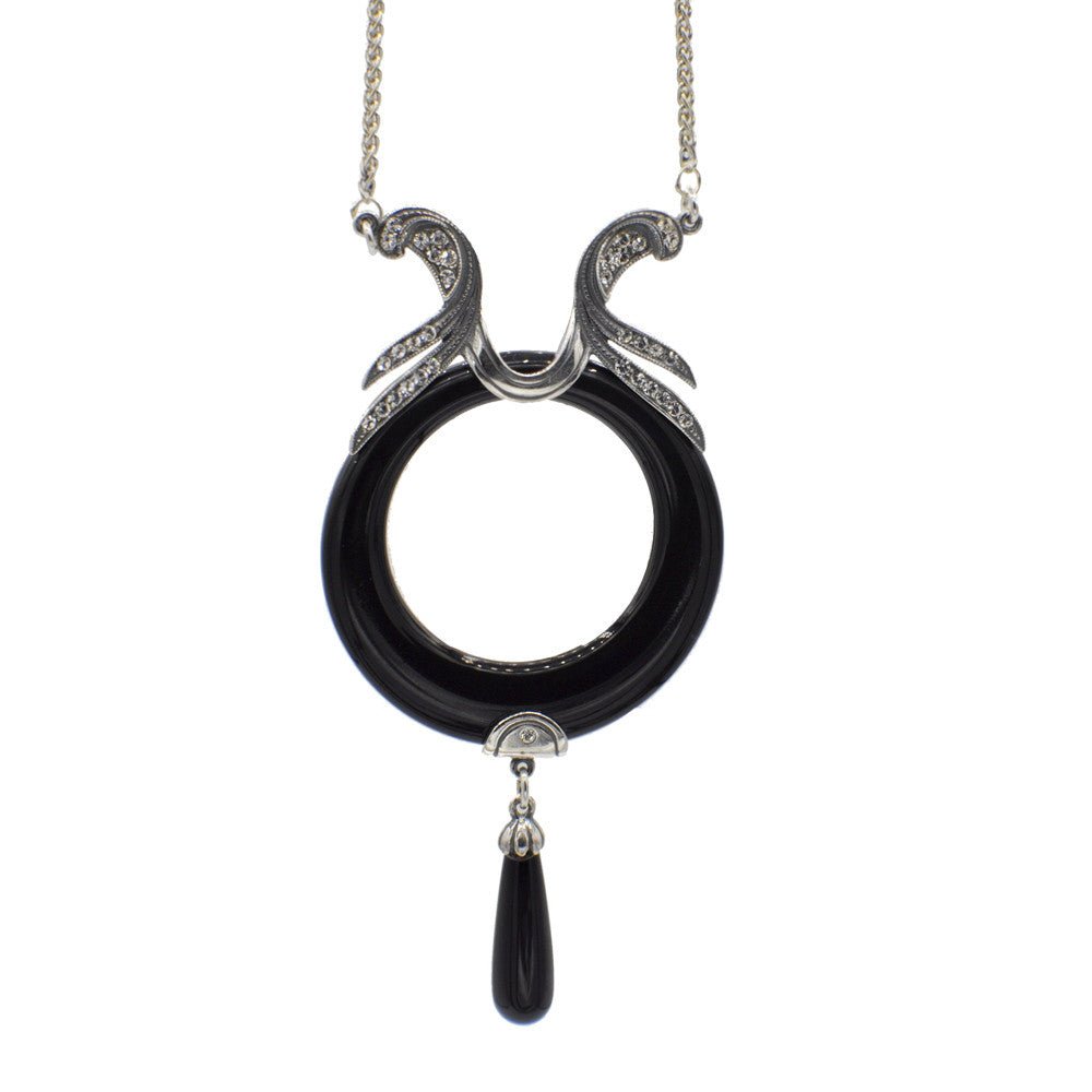COLLIER ART DÉCO EN ARGENT 925, ONYX NATUREL ET PIERRES SEMI PRÉCIEUSES - MY LITTLE VENDOME