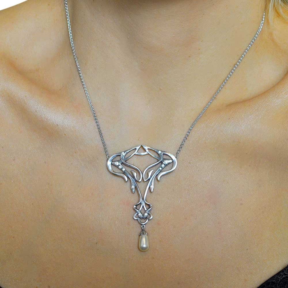 COLLIER ART DÉCO EN ARGENT 925, PERLES NATURELLES ET PIERRES SEMI PRÉCIEUSES - MY LITTLE VENDOME