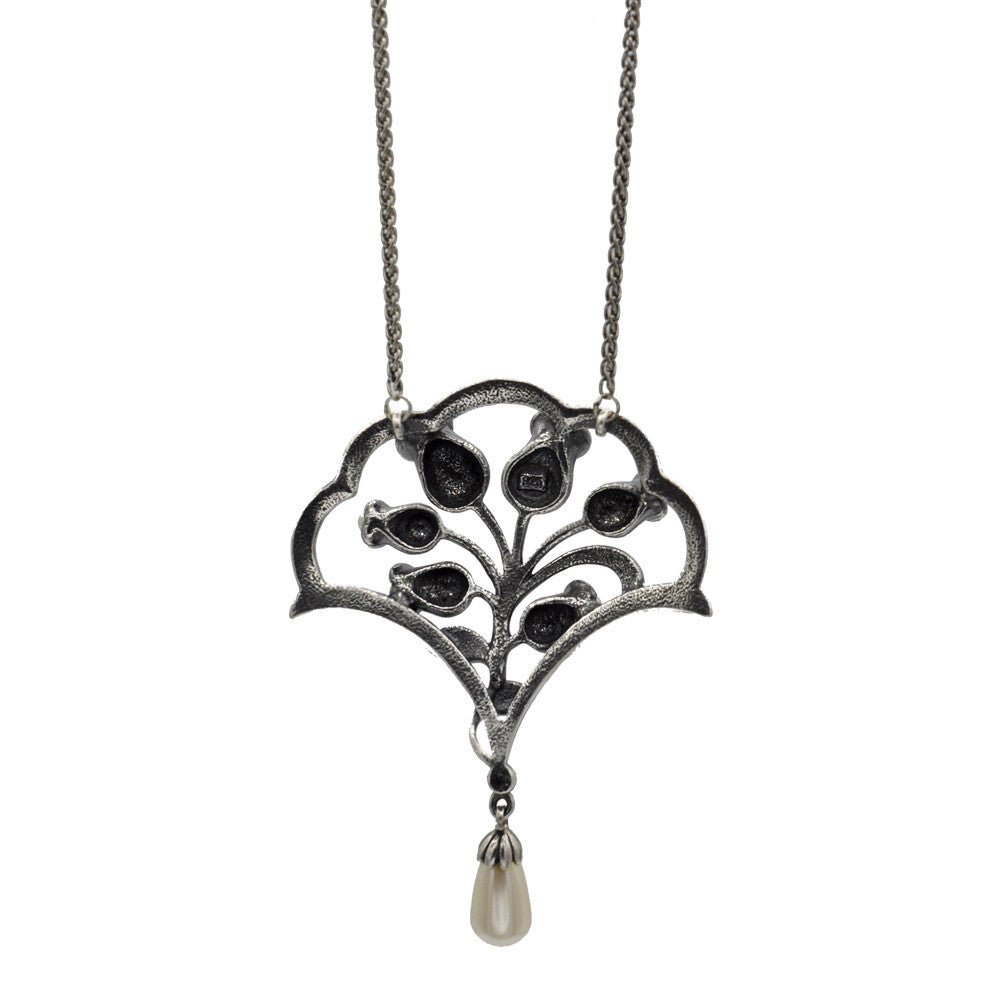 COLLIER ART DÉCO FLEUR EN ARGENT 925, PERLES NATURELLES ET PIERRES SEMI PRÉCIEUSES - MY LITTLE VENDOME