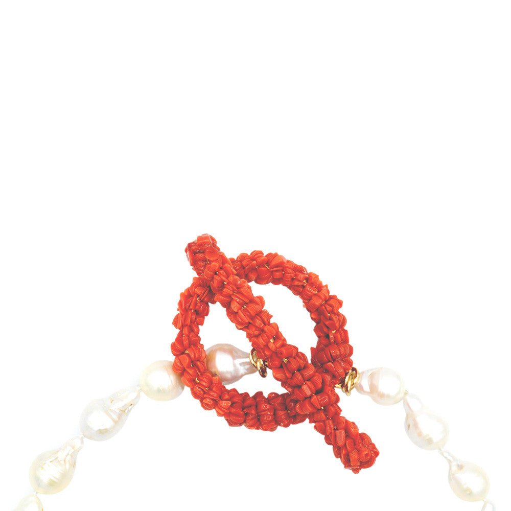 COLLIER DE PERLES BAROQUES & CORAIL ROUGE - MY LITTLE VENDOME