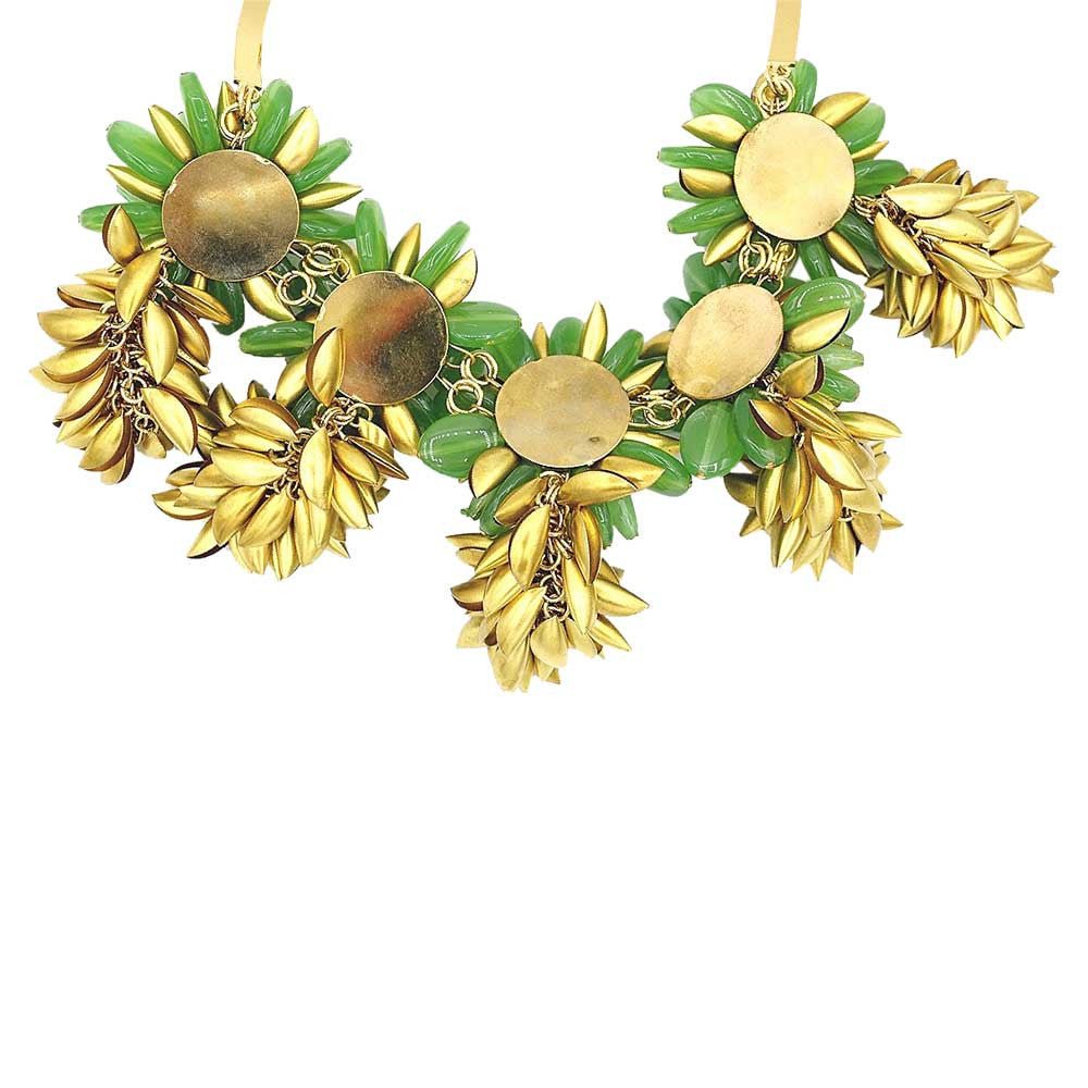 COLLIER FLORAL BAKELITE VERT D'EAU ET FEUILLAGES - MY LITTLE VENDOME