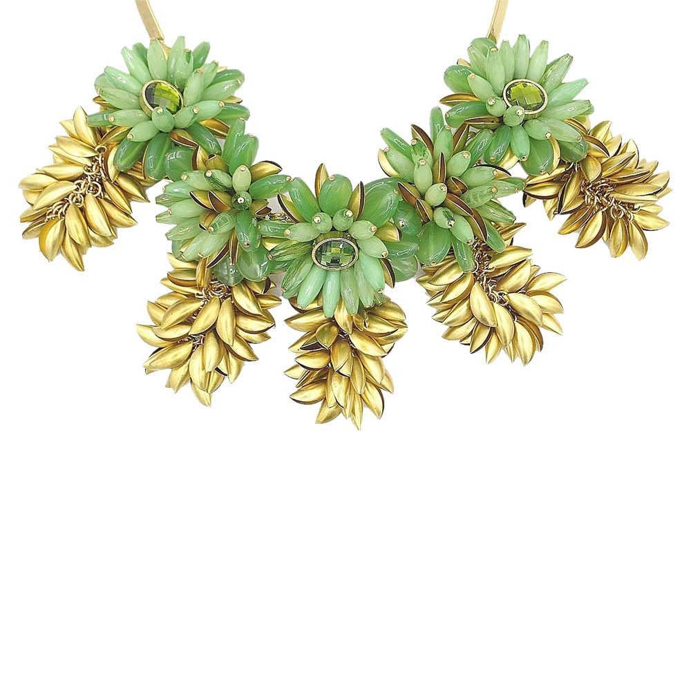 COLLIER FLORAL BAKELITE VERT D'EAU ET FEUILLAGES - MY LITTLE VENDOME