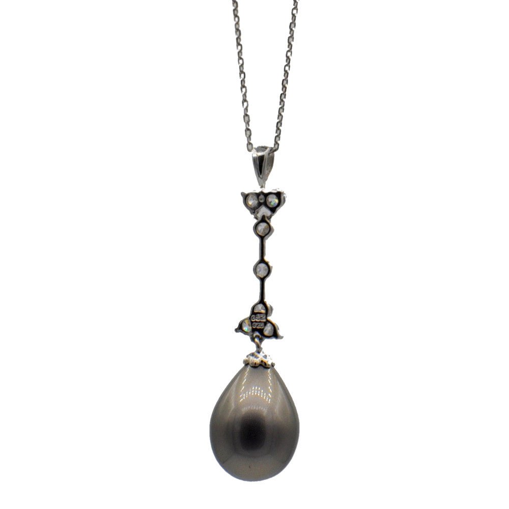 COLLIER PENDENTIF GOUTTE DE PERLE GRISE EN ARGENT 925 - MY LITTLE VENDOME