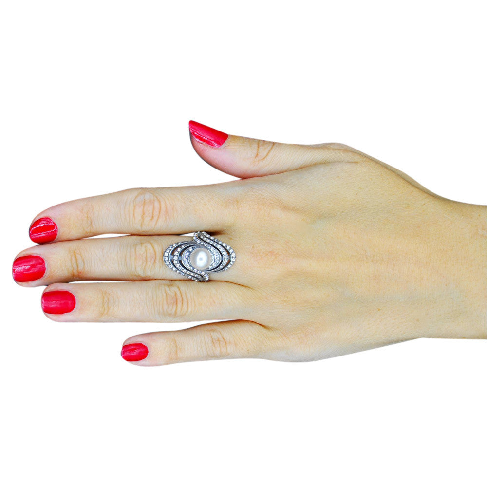 BAGUE ART DECO PERLE NATURELLE EN ARGENT 925 - MY LITTLE VENDOME