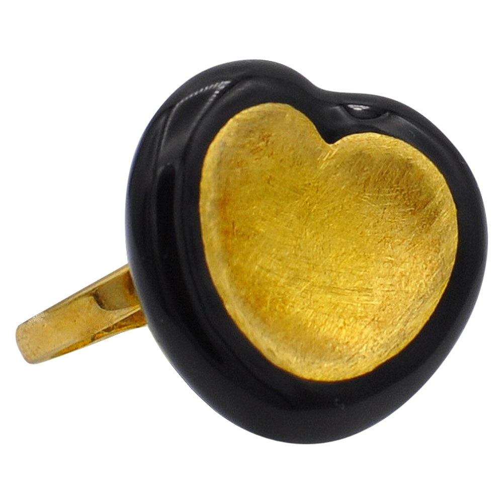 BAGUE CŒUR BAKÉLITE OR BROSSE 1950 - POP ART - MY LITTLE VENDOME