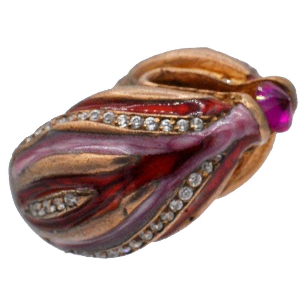 BAGUE VINTAGE ÉMAILLÉE OR ROSE VERMEIL ET QUARTZ ROSE - MY LITTLE VENDOME