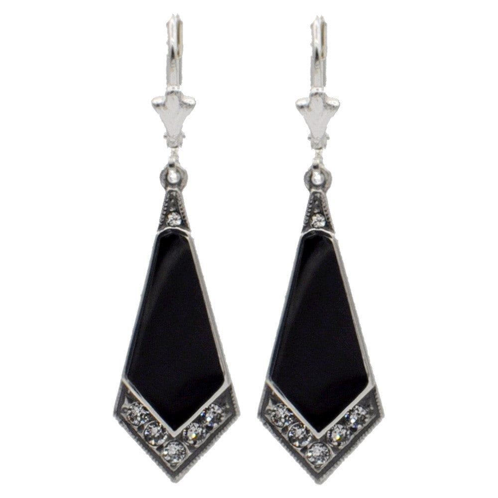 BOUCLE D'OREILLE ART DÉCO EN ARGENT 925 ET PIERRES SEMI PRÉCIEUSES - MY LITTLE VENDOME