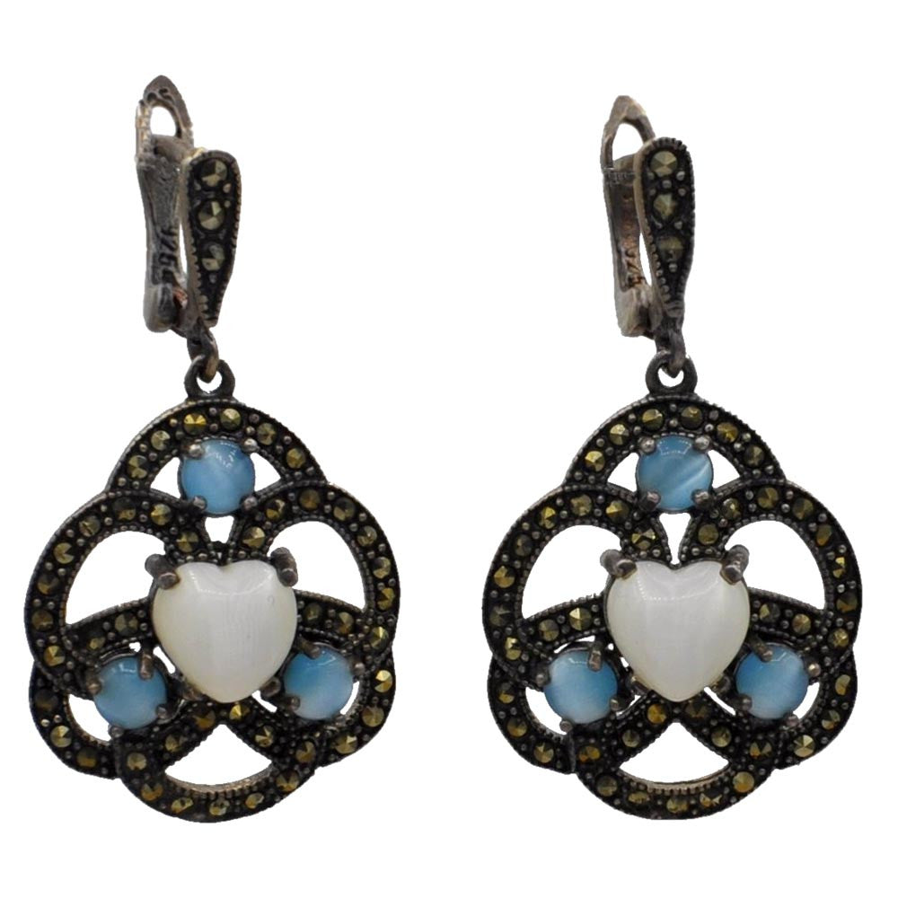 BOUCLES D'OREILLES NACRE VINTAGE EN ARGENT 925 - MY LITTLE VENDOME