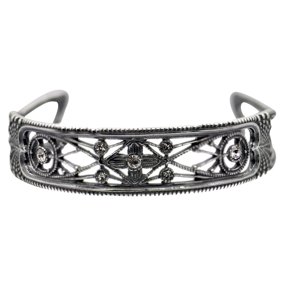 BRACELET JONC EN ARGENT ART DECO ET PIERRES SEMI PRÉCIEUSES - MY LITTLE VENDOME