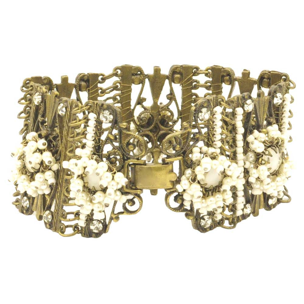 BRACELET MANCHETTE VINTAGE PERLES NACRÉES - MY LITTLE VENDOME