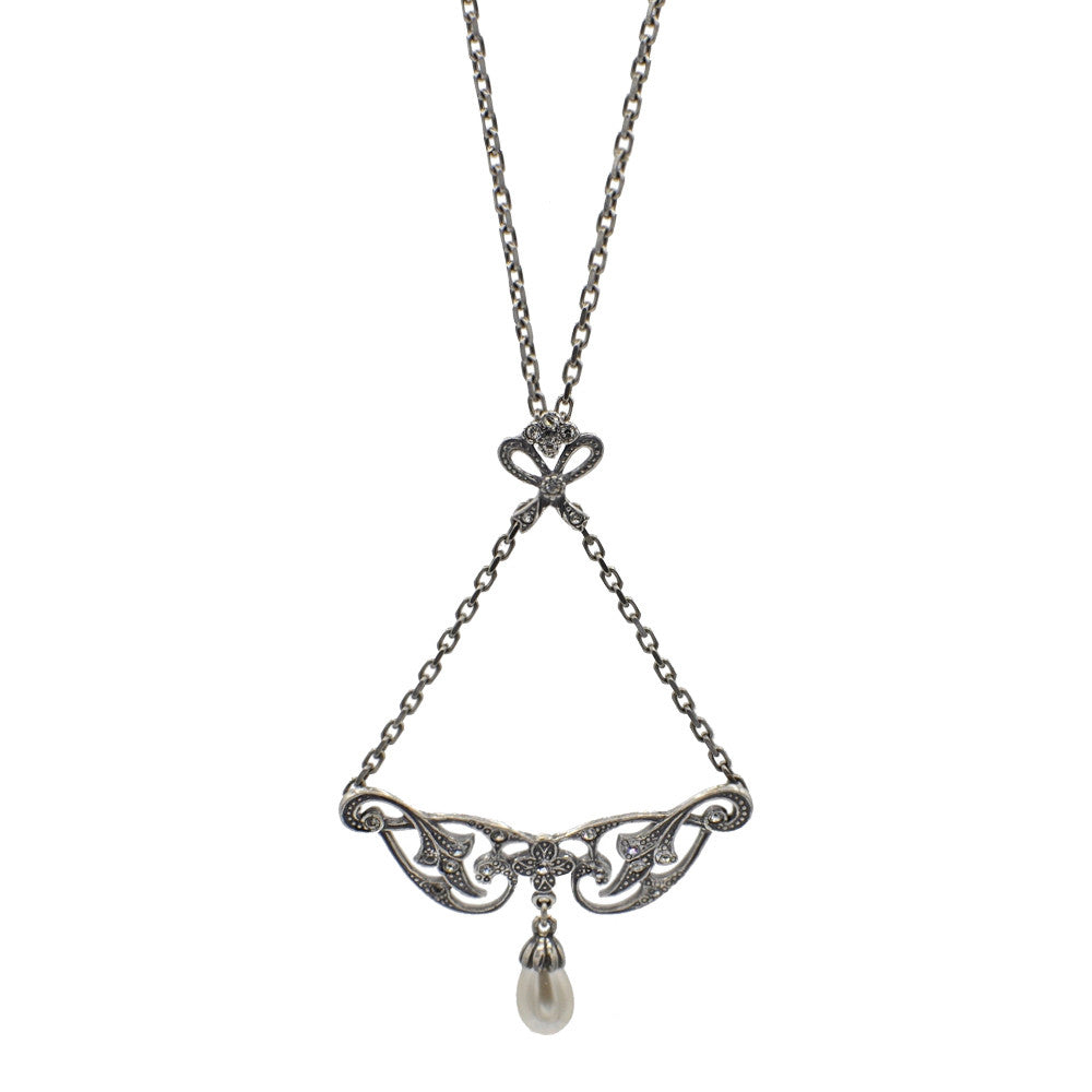 COLLIER ART DÉCO EN ARGENT 925, PERLE NATURELLE ET PIERRES SEMI PRÉCIEUSES - MY LITTLE VENDOME