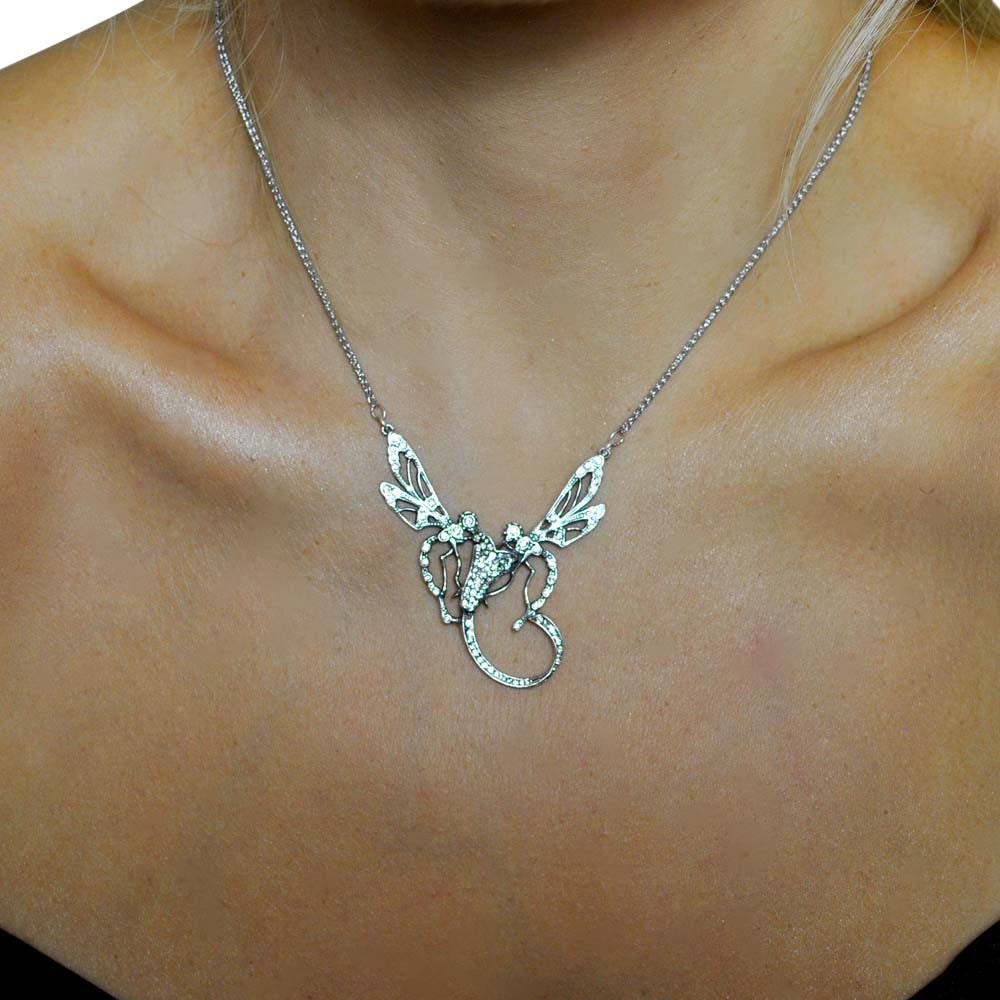 COLLIER ART DÉCO LIBELLULE EN ARGENT 925 ET PIERRES SEMI PRÉCIEUSES - MY LITTLE VENDOME