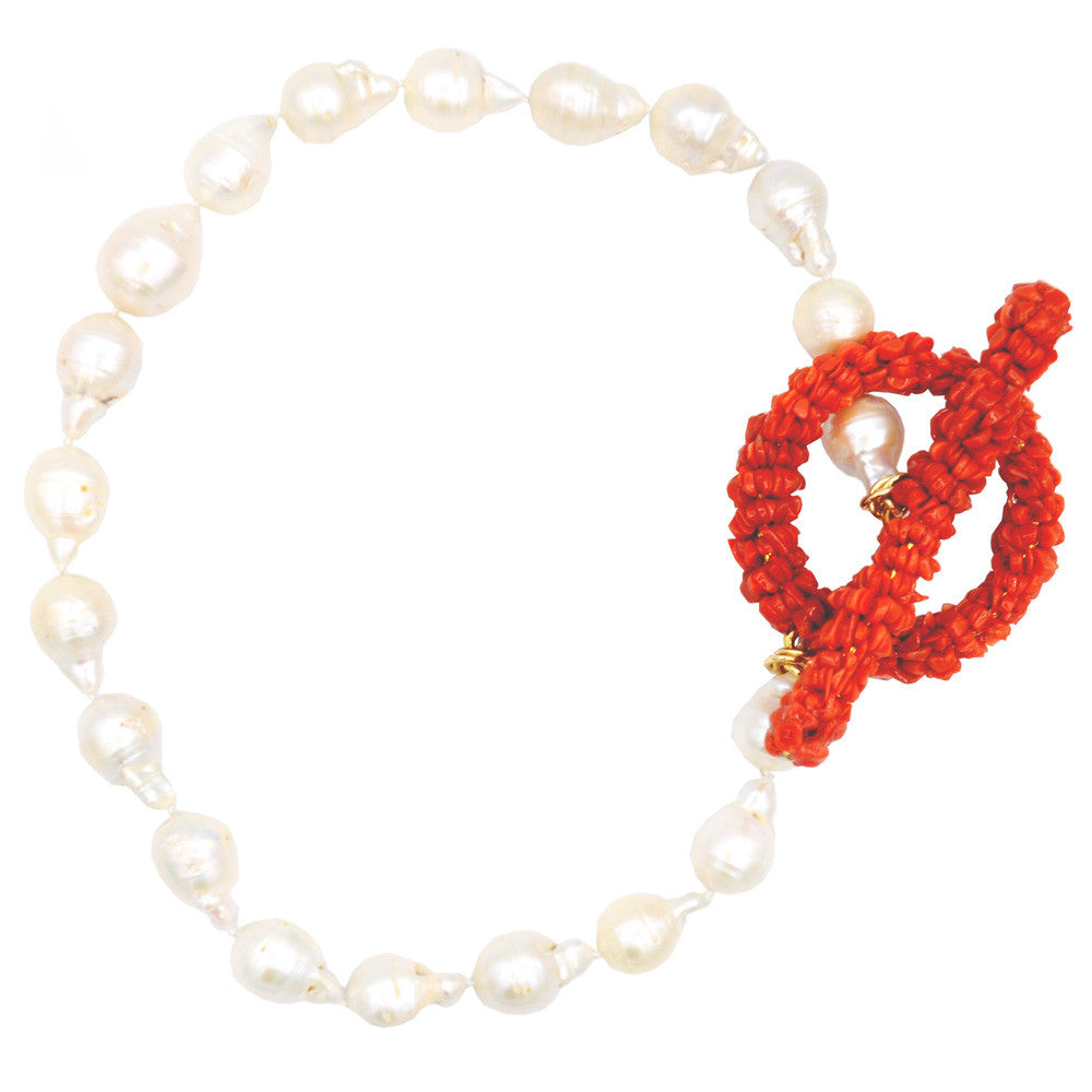 COLLIER DE PERLES BAROQUES & CORAIL ROUGE - MY LITTLE VENDOME