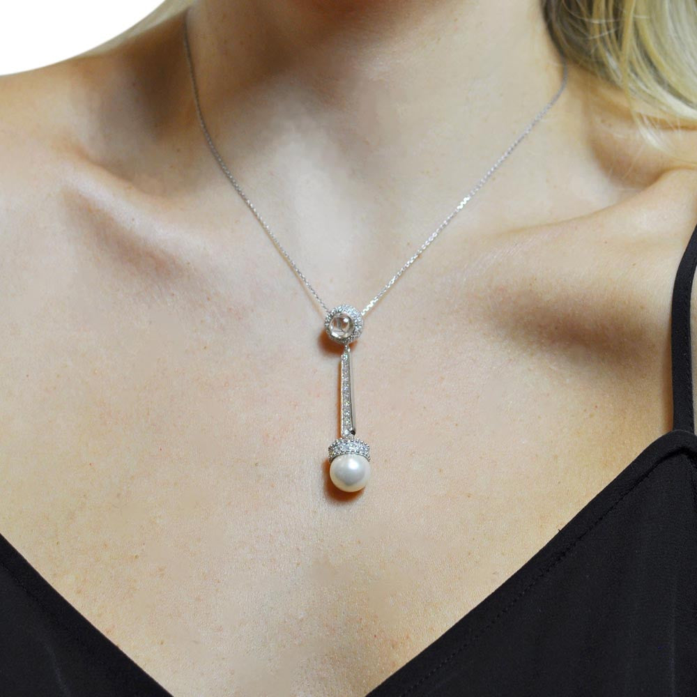 COLLIER PENDENTIF GOUTTE EN ARGENT 925, PERLES NATURELLE ET PIERRE SEMI-PRÉCIEUSE - MY LITTLE VENDOME