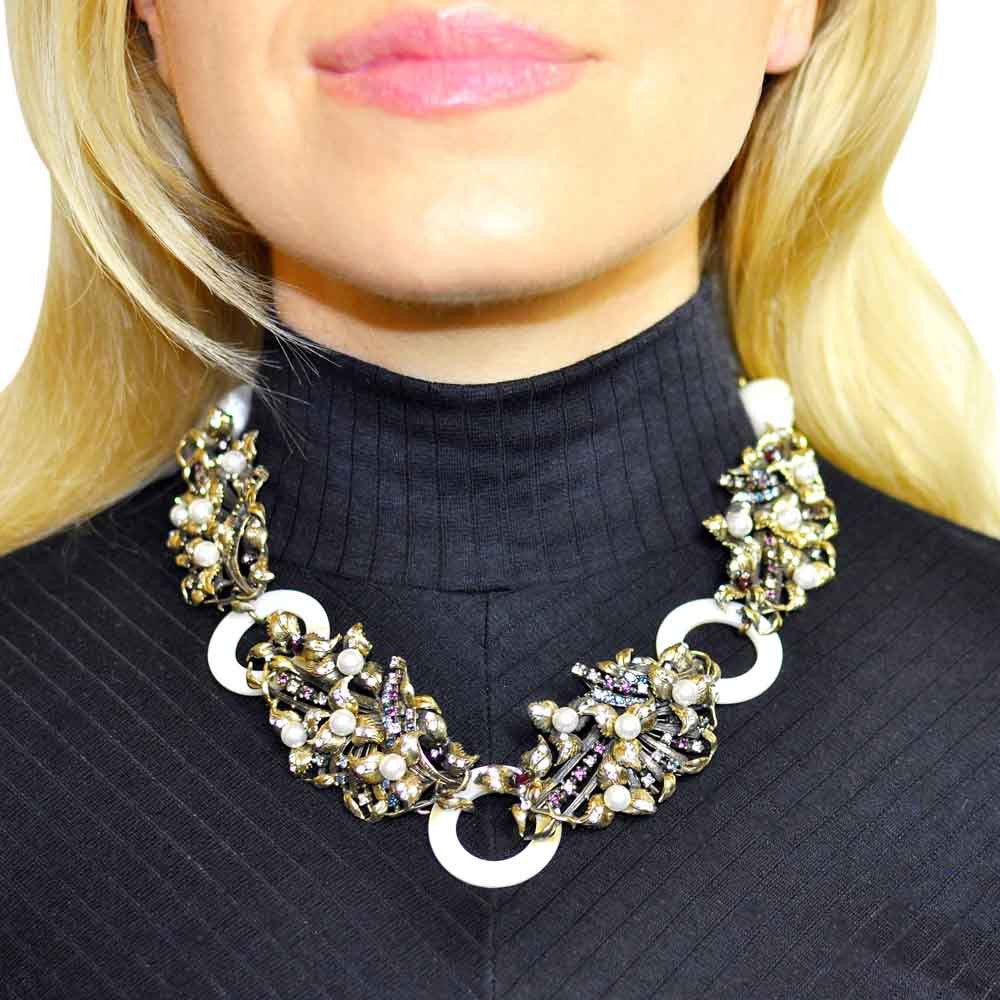 COLLIER VINTAGE, NACRE, PERLES NATURELLES ET PIERRES SEMI PRÉCIEUSES - MY LITTLE VENDOME