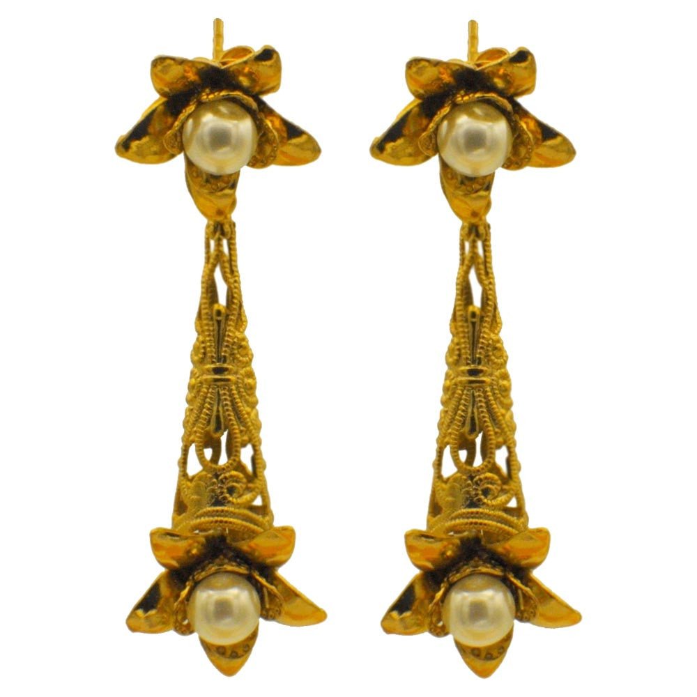 PERLE & FLEUR BOUCLES D'OREILLES FLEUR, BOUCLES D'OREILLES PERLE, BOUCLES D'OREILLES OR ROSE VENITIEN 14 CARATS - MY LITTLE VENDOME