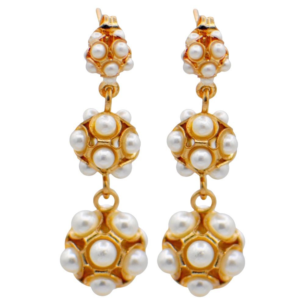 POMPON & PERLE BOUCLES D'OREILLES OR ROSE VENITIEN 14 CARATS, POMPOM - MY LITTLE VENDOME