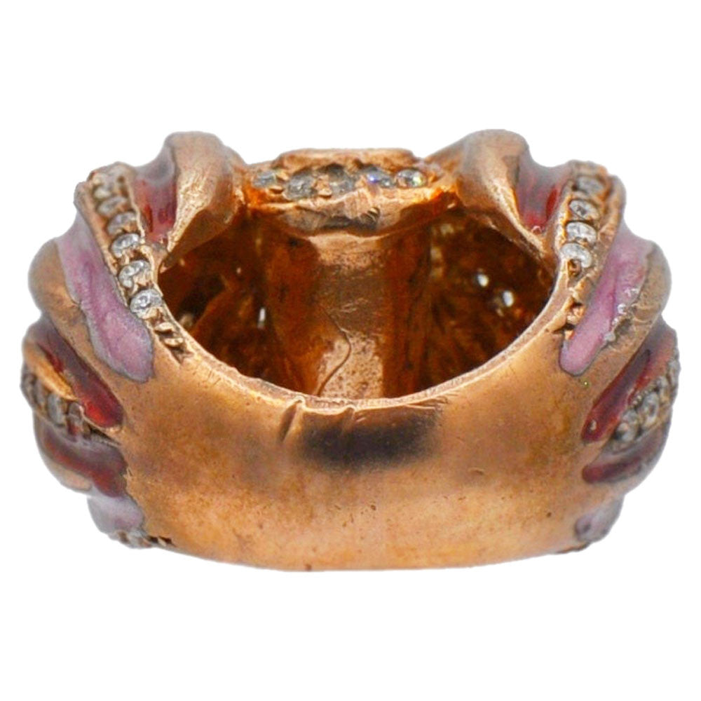 VINTAGE ENAMELLED ROSE GOLD VERMEIL AND ROSE QUARTZ RING - MY LITTLE VENDOME