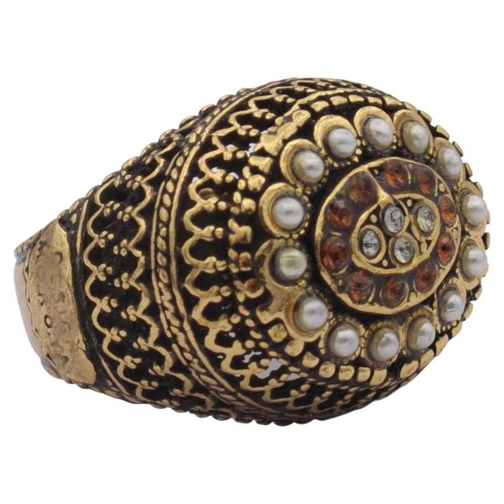 PEARL & COPPER ARABESQUE RING - MY LITTLE VENDOME