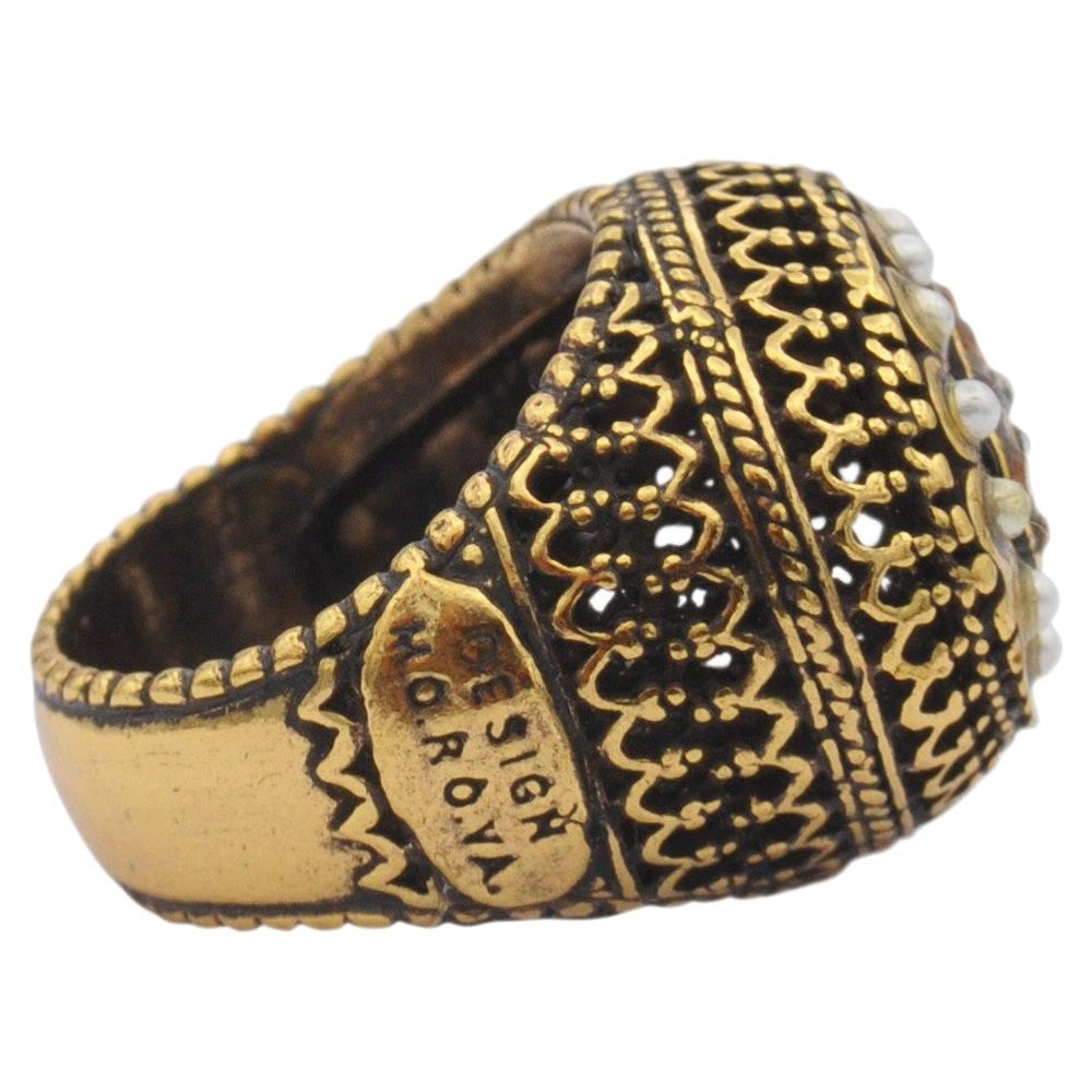 PEARL & COPPER ARABESQUE RING - MY LITTLE VENDOME