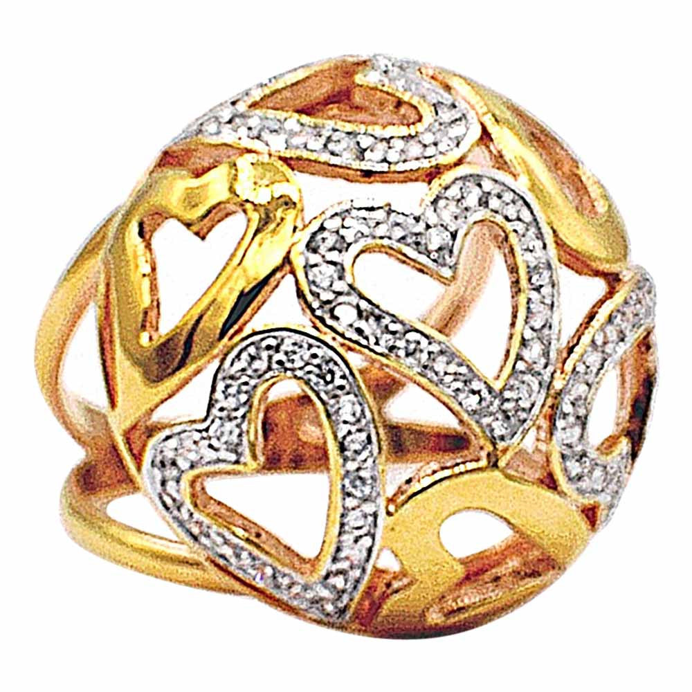 SEVEN HEARTS OPENWORK RING IN VERMEIL WITH NATURAL CRYSTALS - MY LITTLE VENDOME