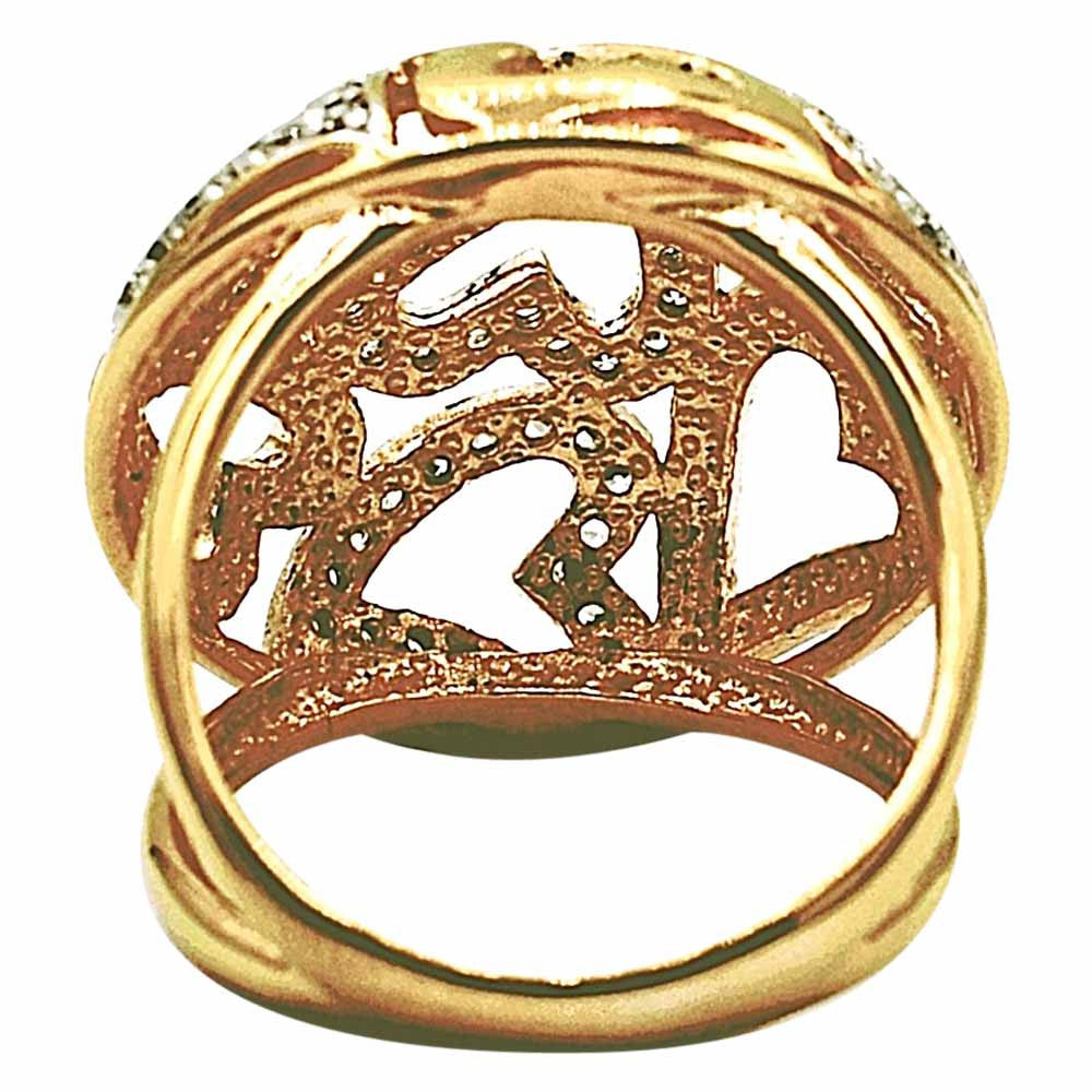 SEVEN HEARTS OPENWORK RING IN VERMEIL WITH NATURAL CRYSTALS - MY LITTLE VENDOME