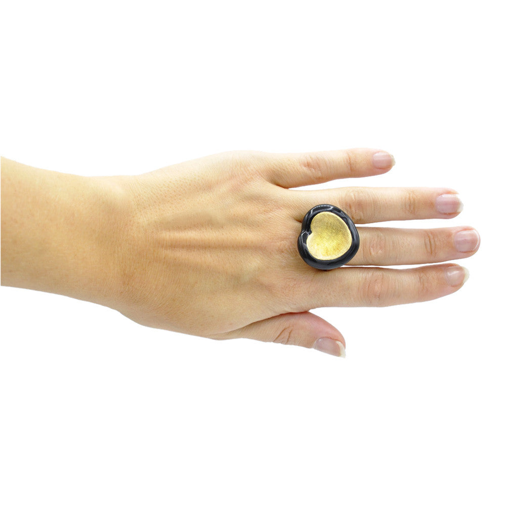 HEART RING BAKELITE GOLD 1950 - POP ART - MY LITTLE VENDOME