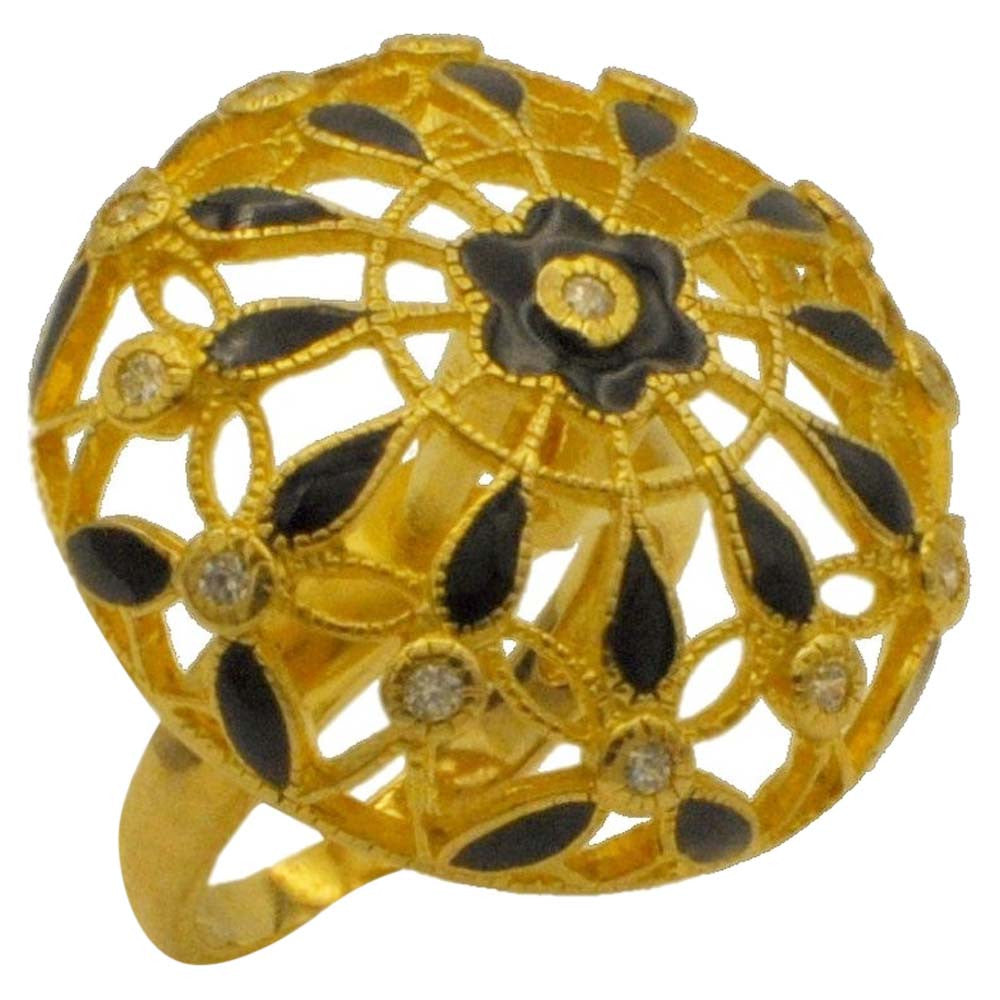 VINTAGE ENAMELLED RING IN 14-CARAT GOLD AND 925 SILVER - MY LITTLE VENDOME