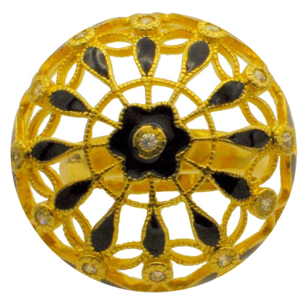 VINTAGE ENAMELLED RING IN 14-CARAT GOLD AND 925 SILVER - MY LITTLE VENDOME