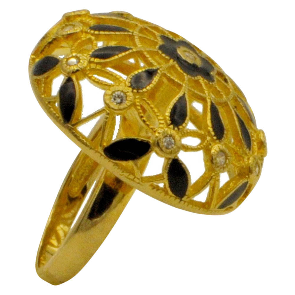 VINTAGE ENAMELLED RING IN 14-CARAT GOLD AND 925 SILVER - MY LITTLE VENDOME