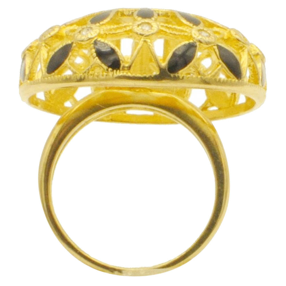 VINTAGE ENAMELLED RING IN 14-CARAT GOLD AND 925 SILVER - MY LITTLE VENDOME