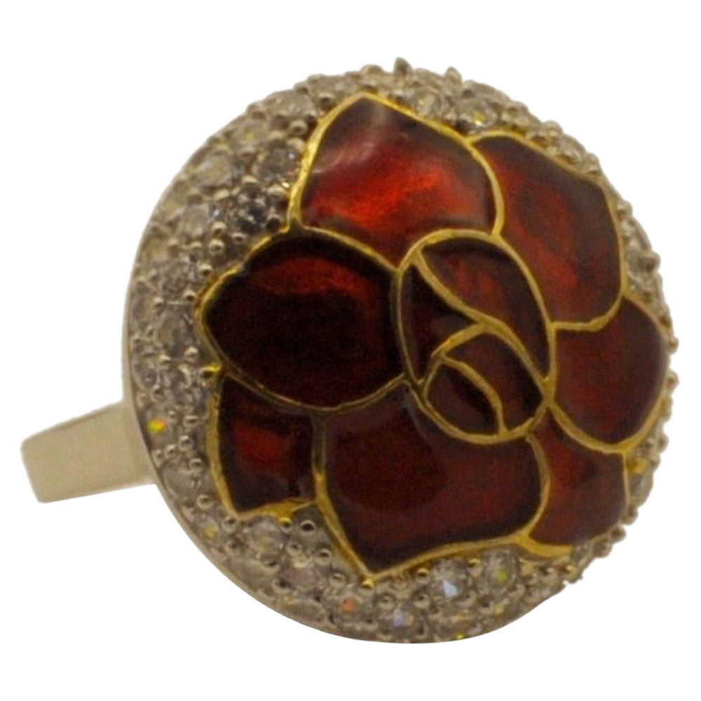 VINTAGE RED ENAMELLED RING IN 925 SILVER - MY LITTLE VENDOME