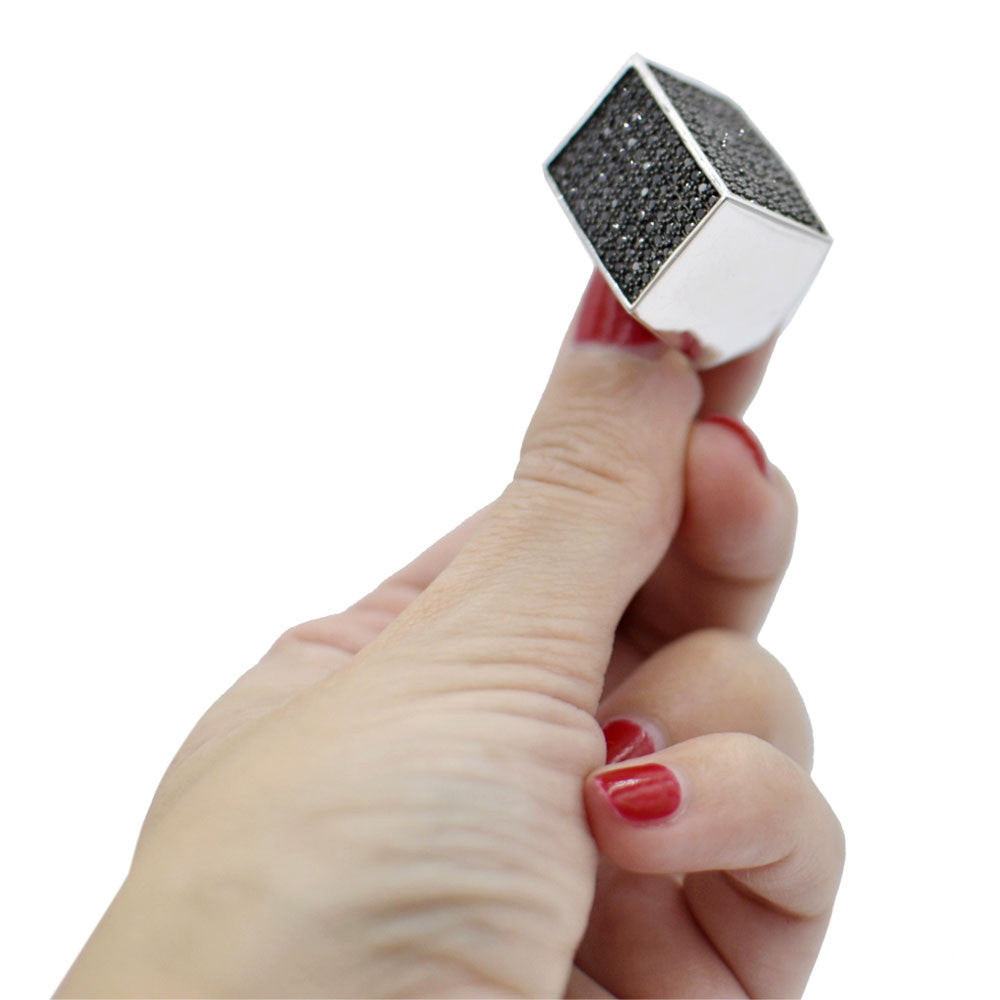 CUBIC SIGNET RING IN 925 STERLING SILVER WITH SEMI-PRECIOUS STONES - MY LITTLE VENDOME