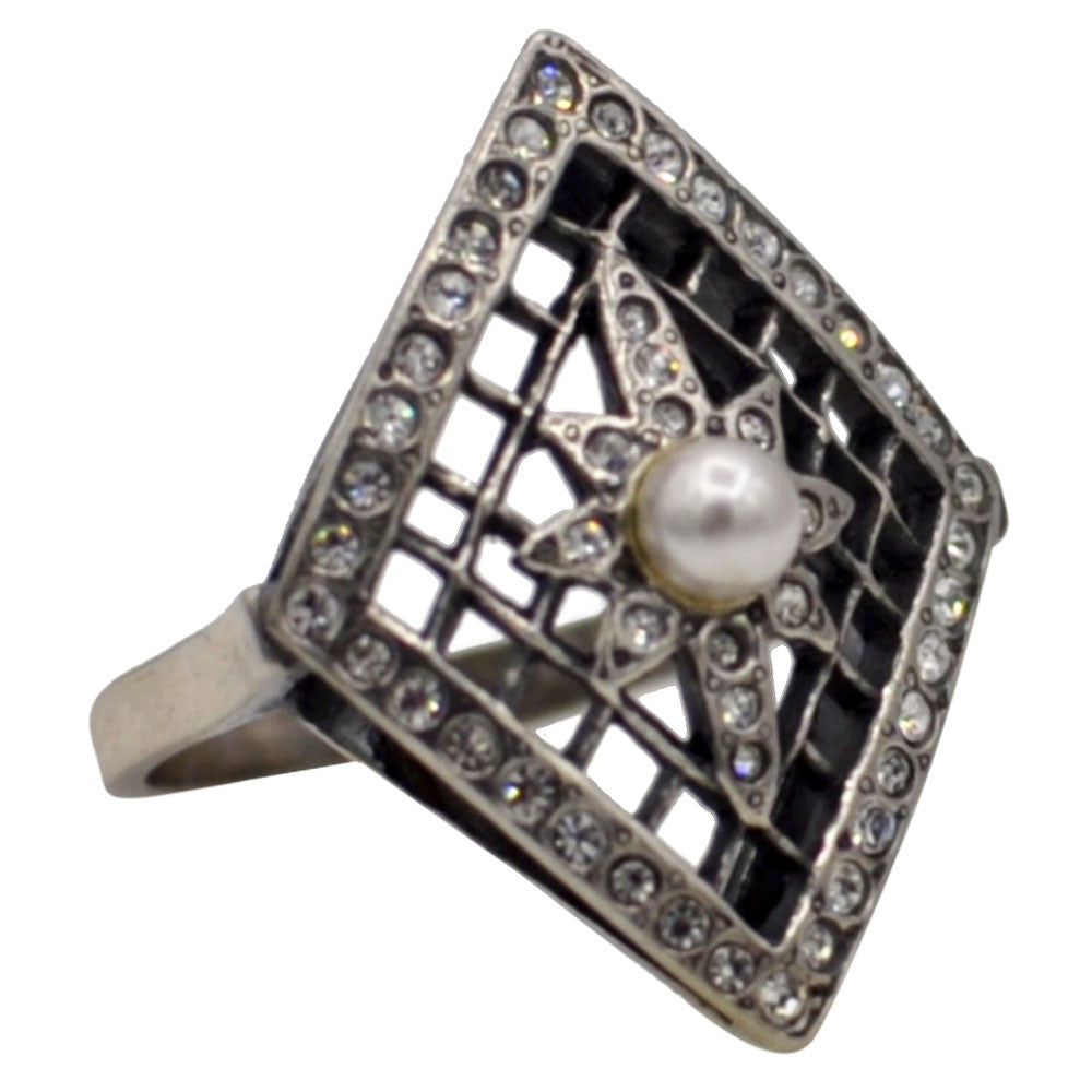 925 SILVER ART DECO STAR RING &AMP; NATURAL PEARLS - MY LITTLE VENDOME