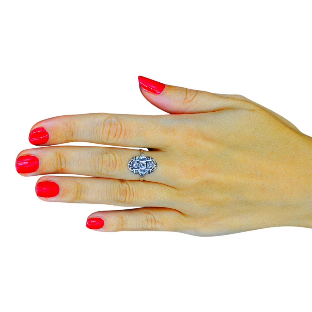 ART DECO RING IN 925 STERLING SILVER AND SEMI-PRECIOUS STONES - MY LITTLE VENDOME