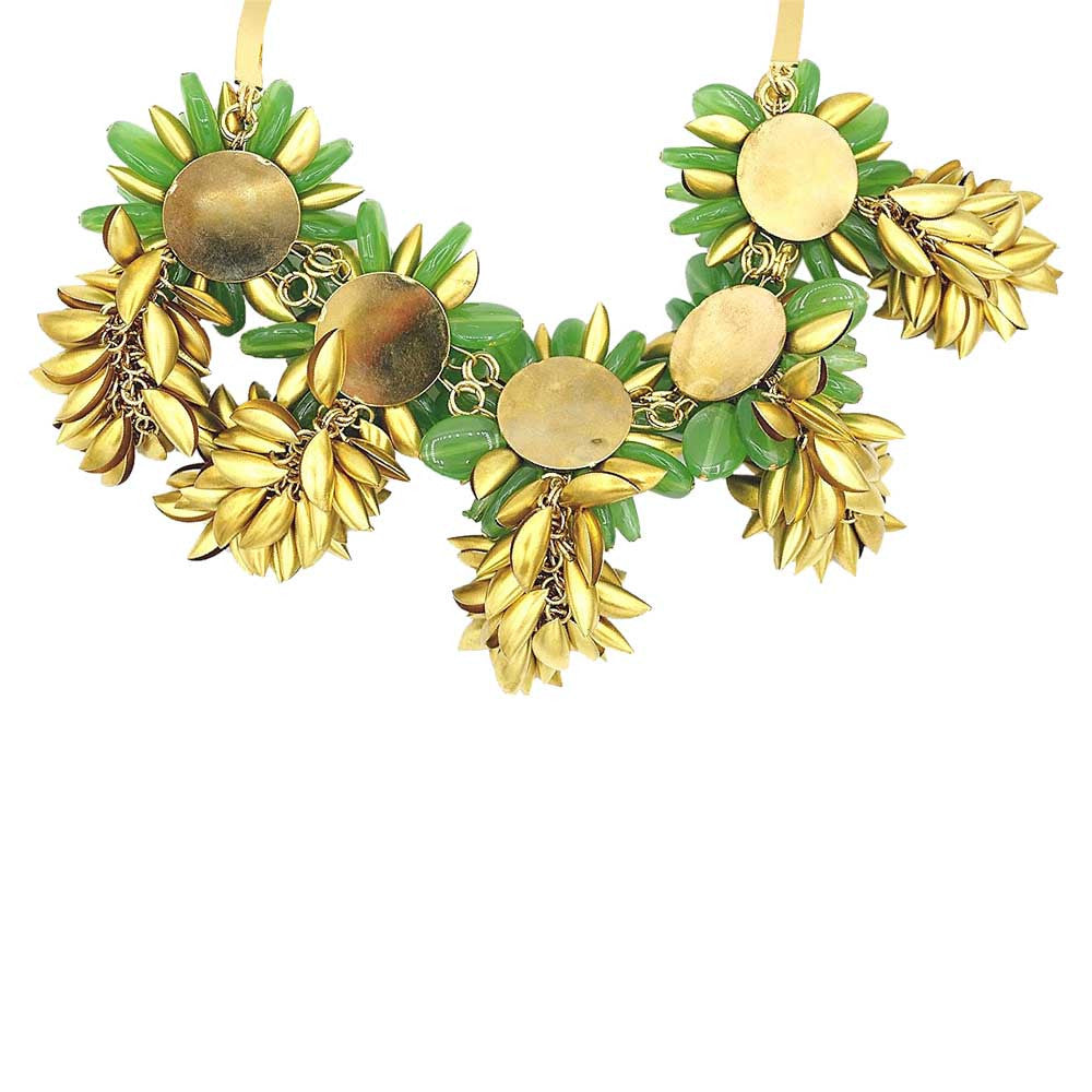 FLORAL NECKLACE BAKELITE WATER GREEN AND FOLIAGE - MY LITTLE VENDOME