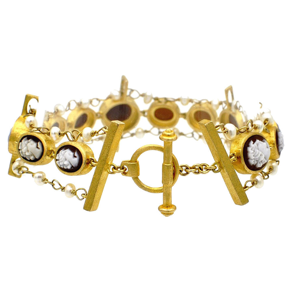 CAMEO BRACELET GOLD VERMEIL BRUSHED| CAMEO JEWELRY - MY LITTLE VENDOME